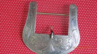 Vogt Vintage Sterling Overlay Belt Buckle Fully Hand Engraved