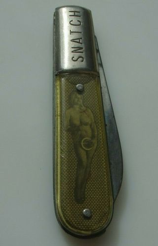 Vintage Novelty Nude Naked Lady Handle Snatch Bolster Pocket Knife