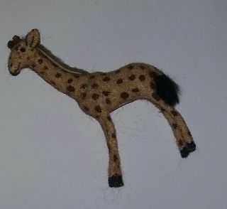 Vintage Wagner Kunstlerschatz Flocked Giraffe West German Toy Miniature Animal