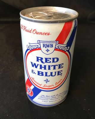 Vintage Red White & Blue Beer 12 Oz Pull Tab Steel Beer Can - Pabst Brewing