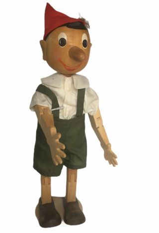 Vintage Pinocchio Puppet Doll Marionettes Wooden Jointed Dress Clothes Rare