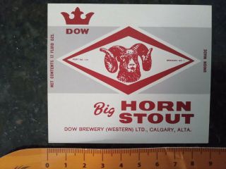 1 Beer Label - Big Horn Stout - Dow Brewery (western) - Calgary - Canada