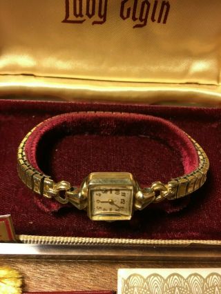 Vintage Lady Elgin Watch 14k Gold Filled W/ Box
