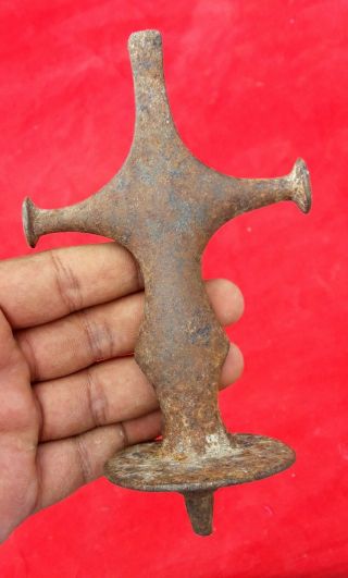 Old Early Iron Hand Forged Mughal Sword Hilt / Handle