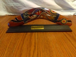 Australin Aboriginal Art - Hand Painted Boomerang 12 " Stn