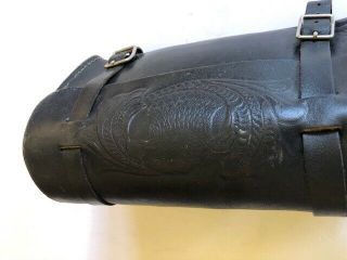 Vintage Black Leather Bicycle Seat Tool Bag With Cool Unusual Eagle