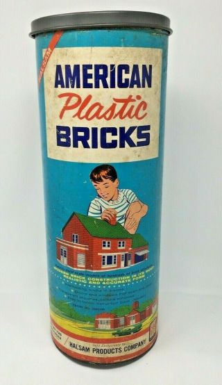 Vintage American Plastic Bricks 725 By Halsam/elgo Canister W/ 290pcs