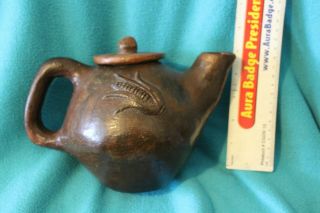 Vintage Navajo Tea Pot Corn Pinon Pine Pitch Pottery Ls Signed Primitive 90 