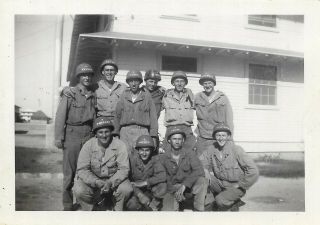 Vintage Photo Group Of Men Soldiers In Uniform Helmets Wwii