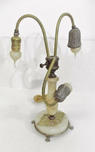 Vintage Metal Lamp Steampunk Altered Art Brass? Pewter? Heavy