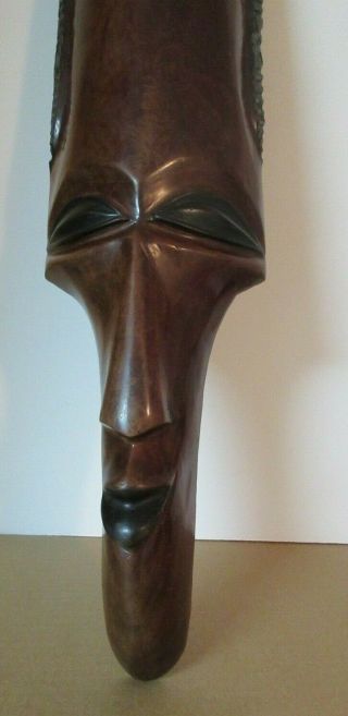Wooden African Tribal Long Mask Wall Decor Carved Wood - 25 