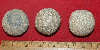 (3) Neolithic Speckled Granite Stone Gamestones