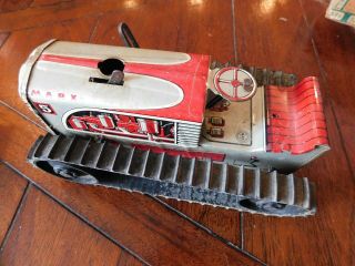Vintage Marx 5 Tin Toy Bulldozer Tractor Wind Up 1950’s Era W/tracks