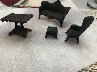 Vintage Black Cast Iron Victorian Doll House Furniture From The 60 
