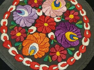 Traditional Hungarian Hand Embroidered Matyo Floral 9 Inch Doily