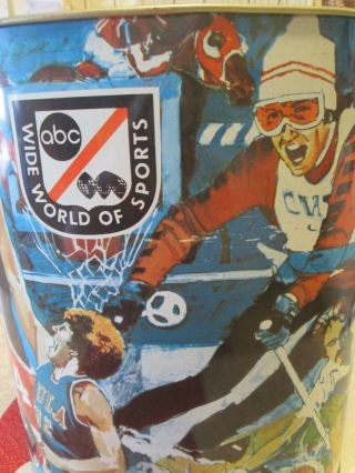 Vintage Cheinco Abc Wide World Of Sports Metal Trash Can No Rust Near
