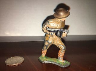 Vintage Manoil Barclay Lead Toy Soldier,  Tommy Gun,  Long Stride,  Tin Helmet