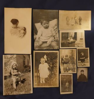 10 X Charming Vintage Photographs Of Babies & Children Circa Edwardian To 1950 
