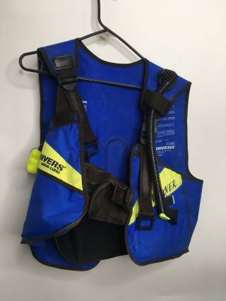 Aqua Lung Mariner Vtg Bcd Scuba Diving Vest Size Xl Blue Yellow Euc