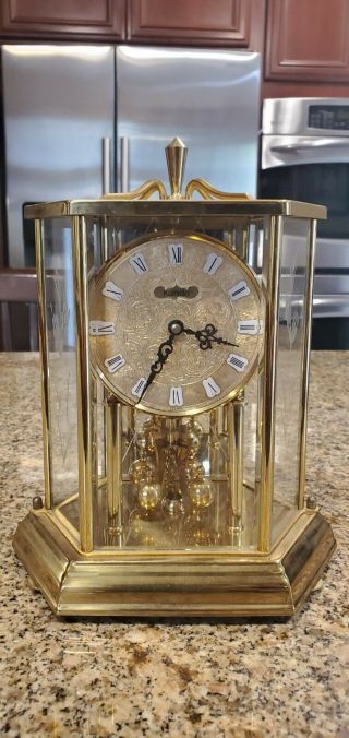 Vintage Kundo Kieninger Obergfell Glass Brass Anniversary Clock -