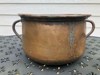 Vintage Hand Hammered Double Handle Copper Pot Dovetailed 7 " H X 11 " W