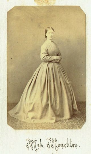 Victorian Cdv Type Photo Young Woman Miss Monckton Standing