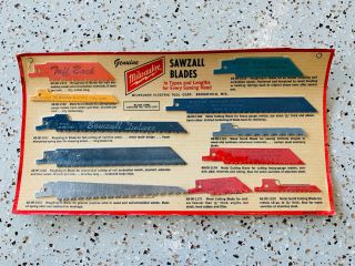 Vintage Milwaukee Sawzall Blades - Blade Card - Nos Card 49 - 22 - 1120