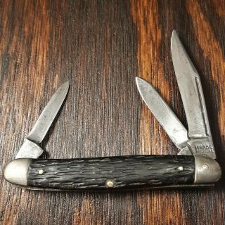 Wards Knife Made In Usa Long Pull Medium Stockman Black Vintage Folding Pocket