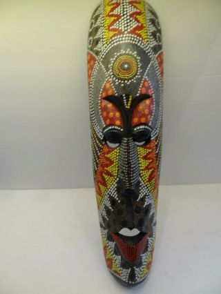Beautifully Hand Carved & Painted Solid Wood Tribal Wall Hanging Mask