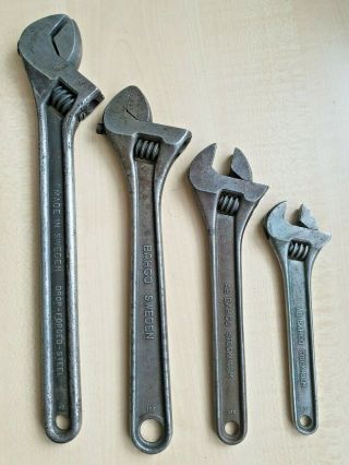 Bahco Adjustable Wrench Set Of 4 Sweden Vintage