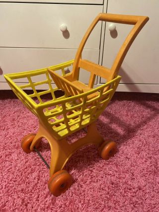 Vintage Mattel Tuff Stuff Orange And Yellow Shopper Play Shopping Cart Toy 1972