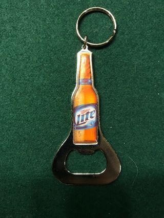 Miller Lite Bottle Lid Opener Beer Can Top Keychain Keyring