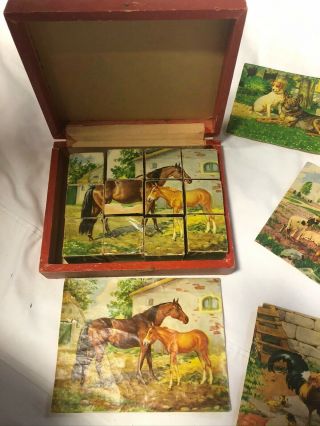 Vintage Complete Wood Block Puzzle In Wooden Box