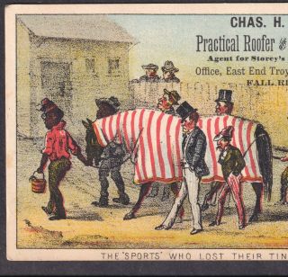 Currier & Ives 1878 Sports Lost Horse Race Comic Black Fall River MA Trade Card 3
