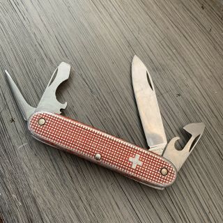 Victorinox Alox Pioneer Swiss Army Knife - Old Cross,  Red Scales,  Brass Spacer 2
