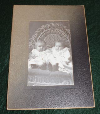 1900 - 1910s Photo Of Two Babies In Wicker Chair Gem Studio Wallace Idaho