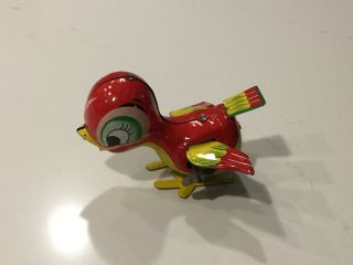 Vintage Tin Wind - Up Toy Pecking Bird Mikuni Japan