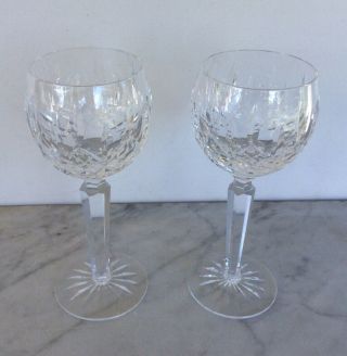Set Of 2 Vintage Waterford Crystal Lismore Hocks Wine Glasses 7.  5”