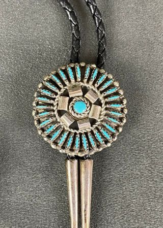 Vintage Native American Large Turquoise Western Bolo Tie Marked N.  Harry