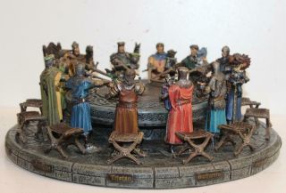 24pc Medieval King Arthur And The Knights Of The Round Table Italy Resin Display
