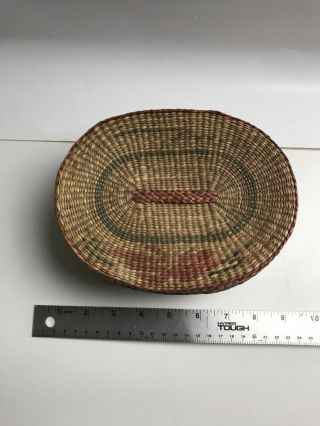Old Vintage Finely Woven Native American Indian Basket Box With Lid Sweet Grass