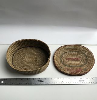 Old Vintage Finely Woven Native American Indian Basket Box with Lid Sweet Grass 2