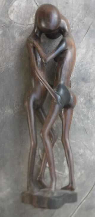 Vintage African Carved Ebony Wood ? Nude Lovers Sculpture Statue 60 