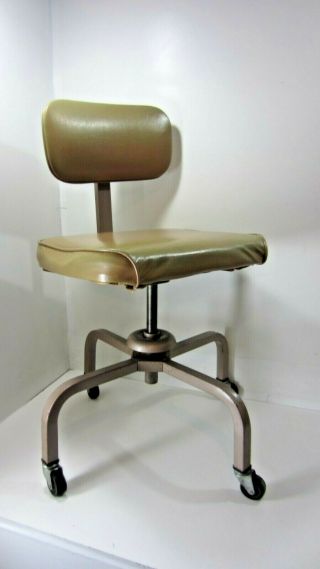 Vintage Industrial Metal Adjustable Swivel Chair Steampunk Office Desk Tan