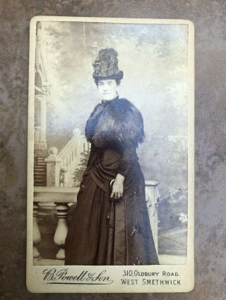 Victorian Cdv Photo Very Fashionable Lady In Furs And A Great Hat Smethwick