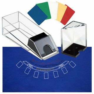 6 Deck Blackjack Dealing Shoe/discard Holder Tray/layout Felt/cut Card Combo Set