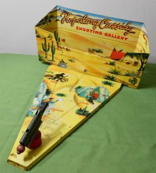 Vintage Hopalong Cassidy Shooting Gallery Game Arcade Game Tin Wind Up Game Gun