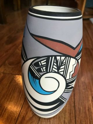 Native American Hopi Bird Pottery Vase Geometric Design Southwest Polychrome