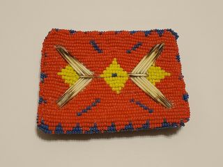 Vintage Native American Porcupine Quill Beaded Belt Buckle