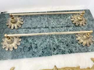 Vintage Ornate Towel Rack Bar Holder Floral Starburst Gold Large - 2 Clothes Rack
